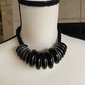 black and silver circle fashion necklace